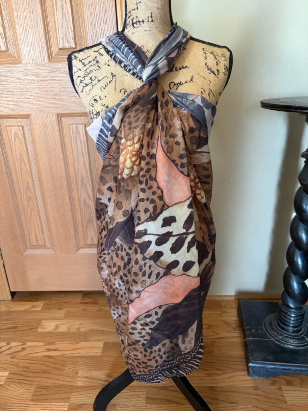 Agua Bendita Jambo Mixed Animal Print Swim Sarong with Yellow Tassels - Picture 4 of 4